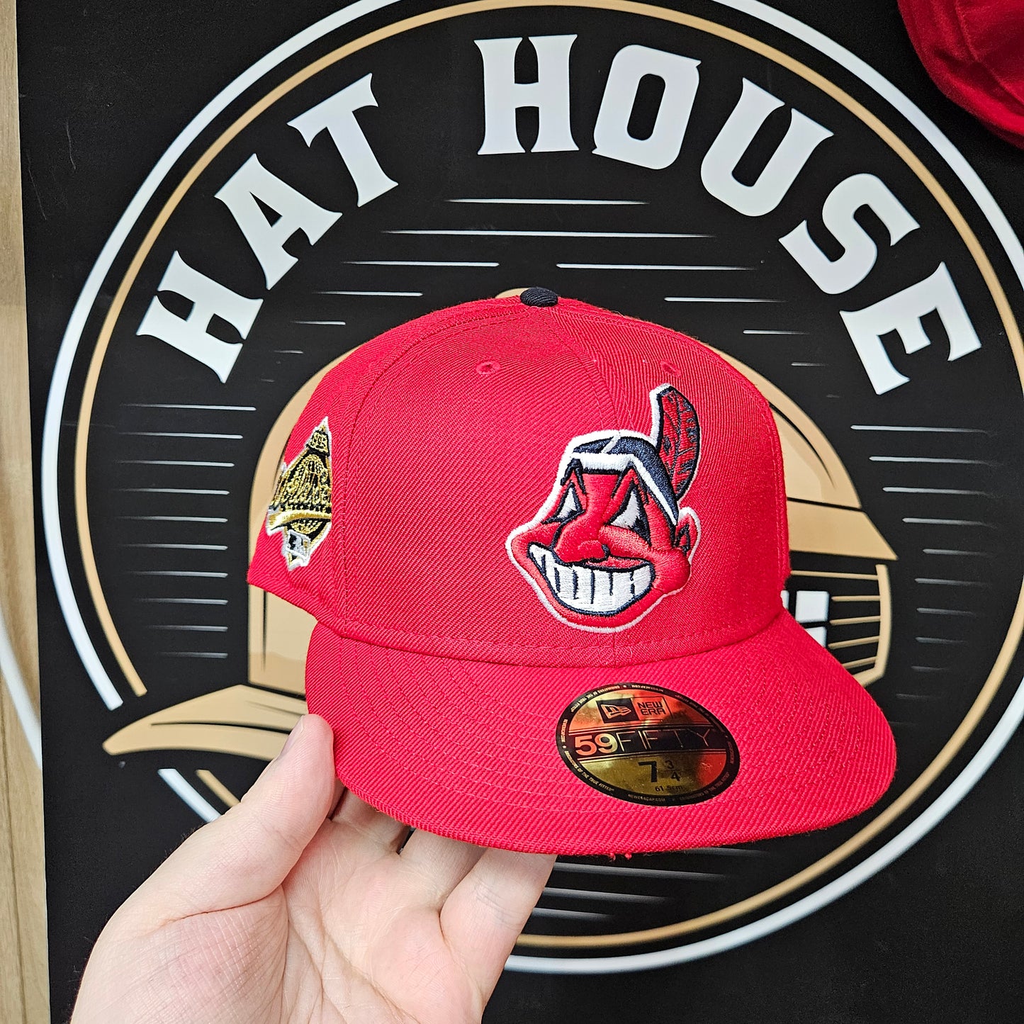 Cleveland Guardians Hat New Era Size 7 3/4 59Fifty Red Wahoo Logo Wool