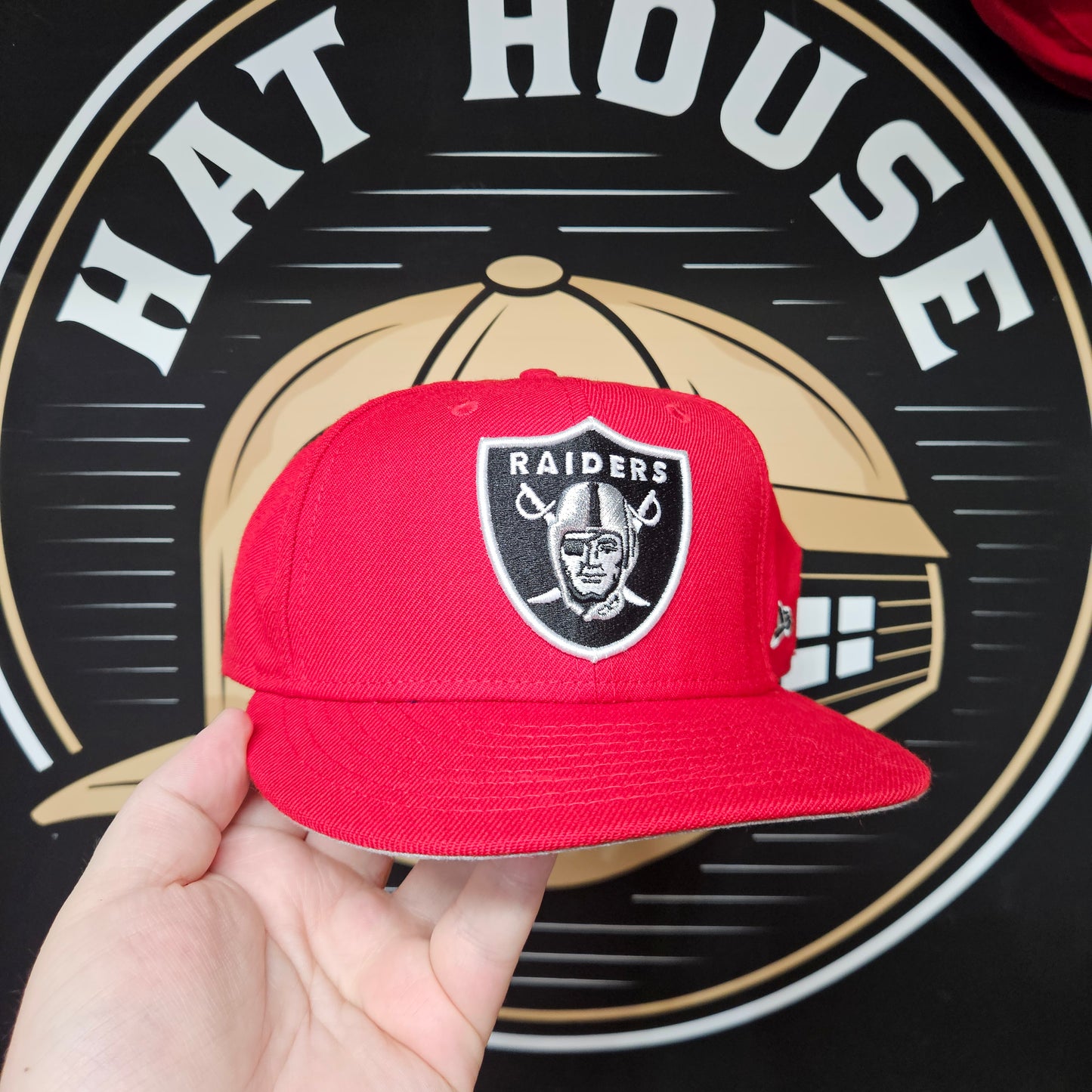 Las Vegas Raiders Hat New Era Size 7 5/8 Fitted 59Fifty Red