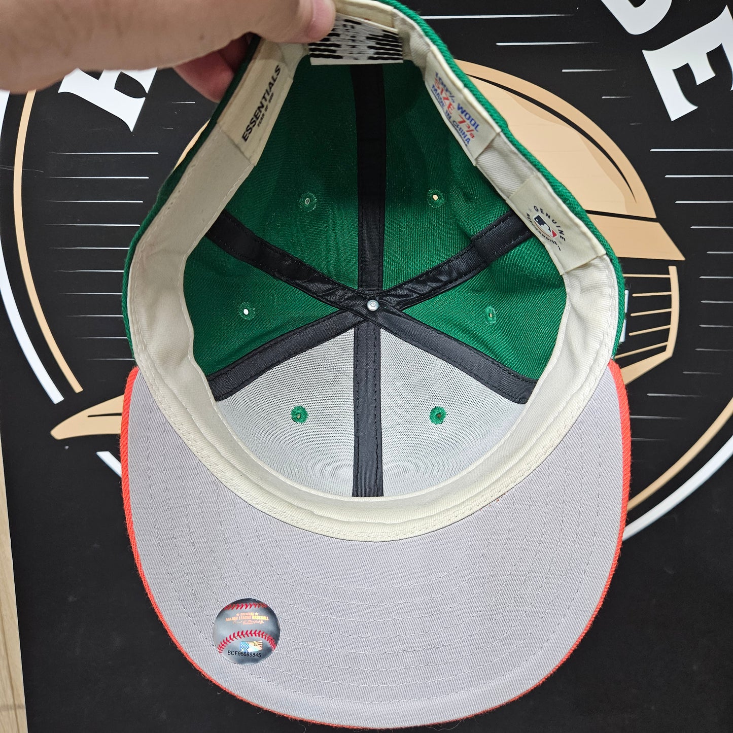 Fear Of God Essentials Hat New Era 7 3/8 Fitted 59Fifty Green Orange