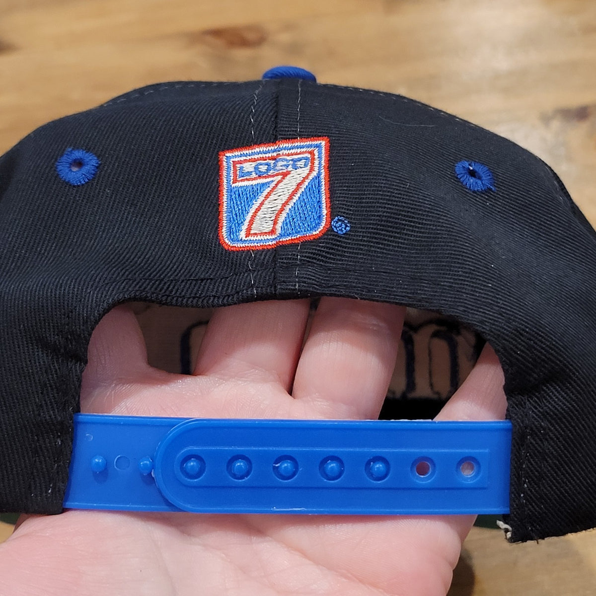 Tampa Bay Lightning Hat Snapback Logo 7 Wrap Spell Out Black Dome 90s NHL