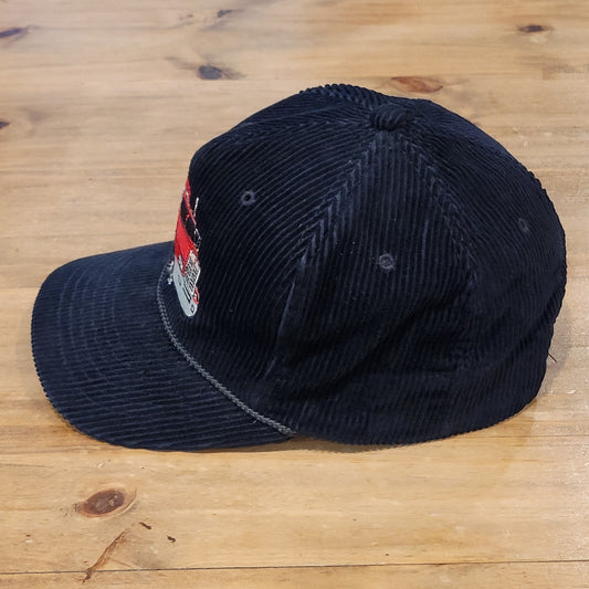 Vintage Kenworth Corduroy Hat Cap Snapback Black Rope Semi Truck 80s