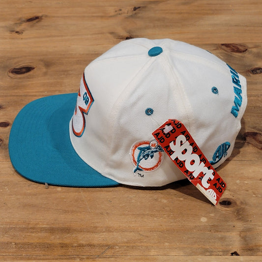Vintage Miami Dolphins Dan Marino 13 Hat Snapback AJD White NOS Wool Blend