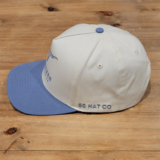 Simply Southern Hat Cap Snapback Beige Blue Cow Steer Skull Logo Cowboy Western