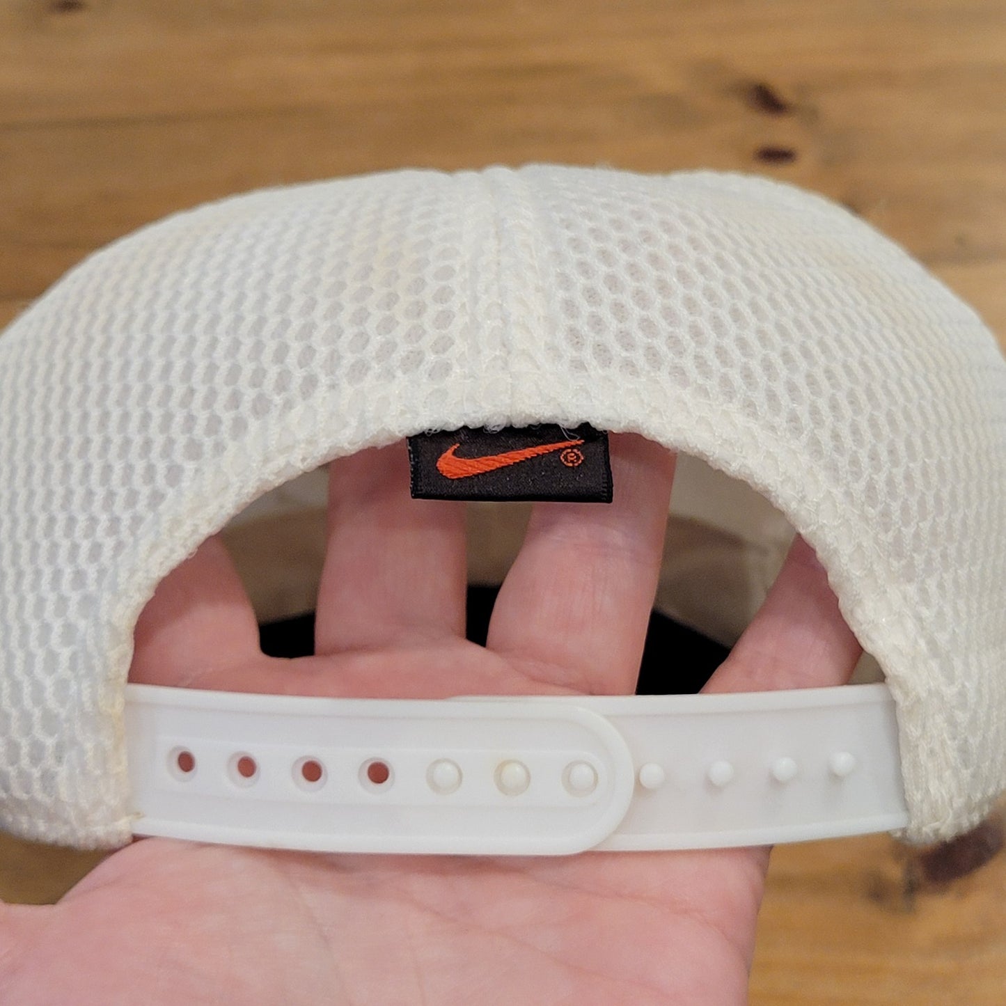 Vintage Nike Basketball Hat Cap Snapback Mesh Swoosh White Blue One Size