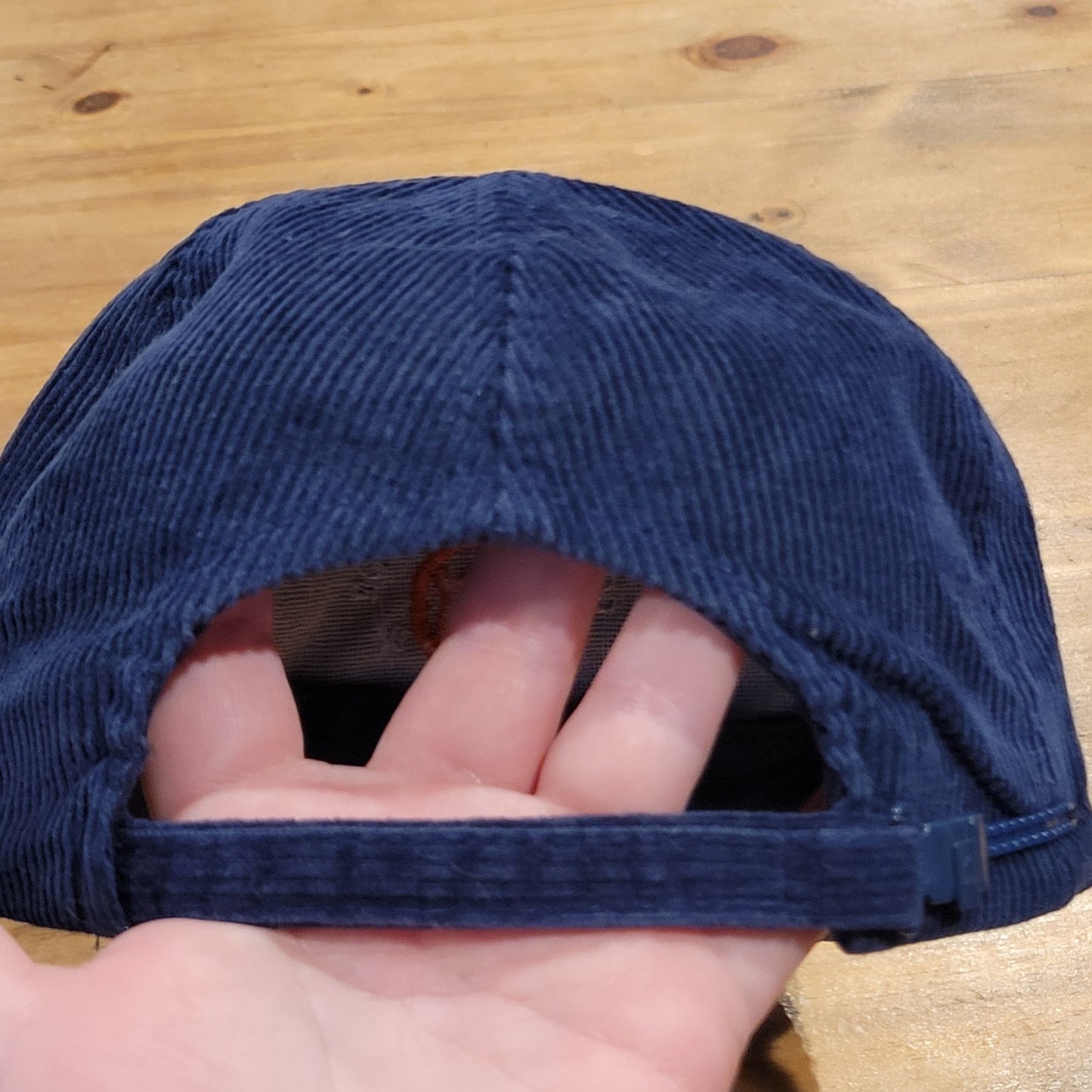 Vtg Transport America Corduroy Trucker Hat Blue Safety Award Snapback Made in US