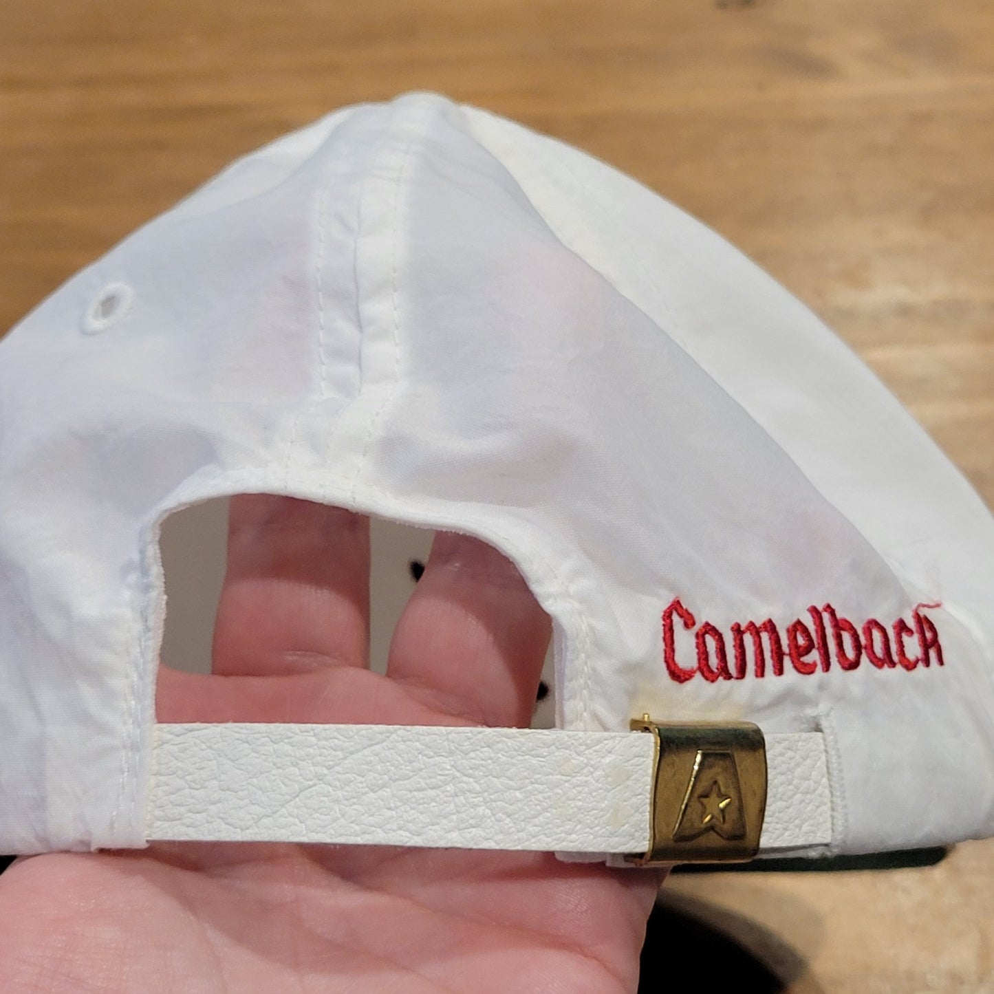 Vintage Camelback Golf Hat Texace Strap Back White One Size 80s 90s Golfer Nylon