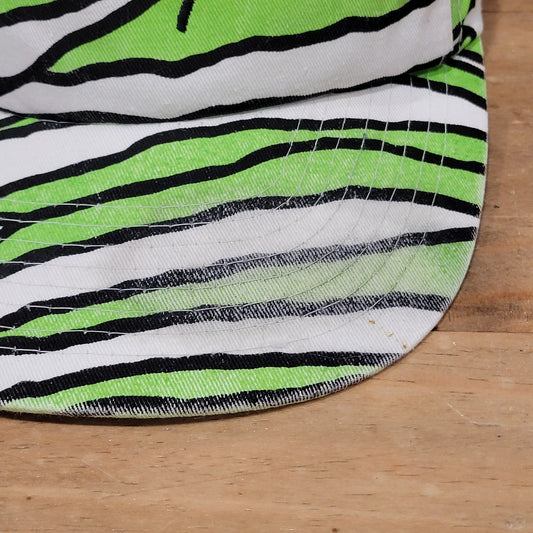 Vintage Wild Thyme Hat Snapback Green White Zebra Tiger Stripe 80s 90s Made USA