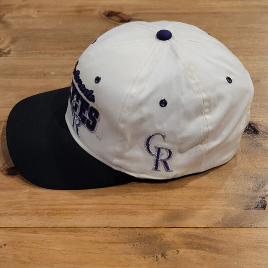 Vintage Colorado Rockies Hat KMG Pro Model Snapback 90s White MLB