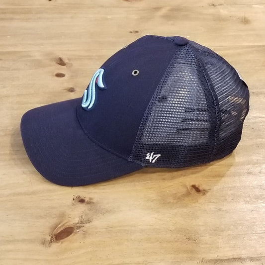 Seattle Kraken Carhartt 47 Brand Snapback Hat Cap Mesh Back Trucker Blue NHL