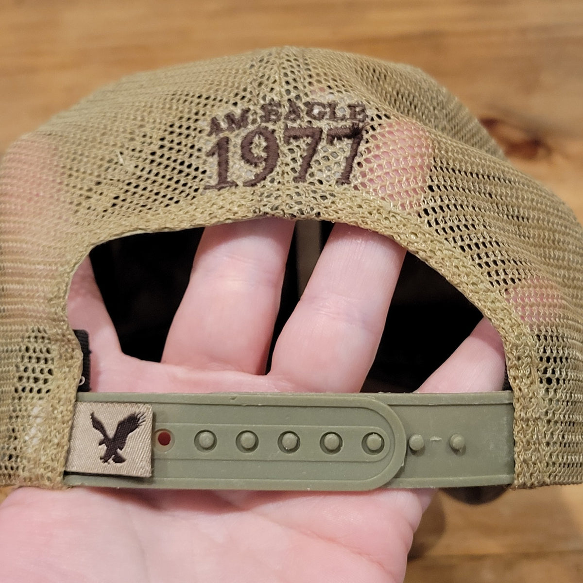 Vintage American Eagle Hat Snapback Camo Camouflage Mesh Back 90s Y2K 1977 Logo