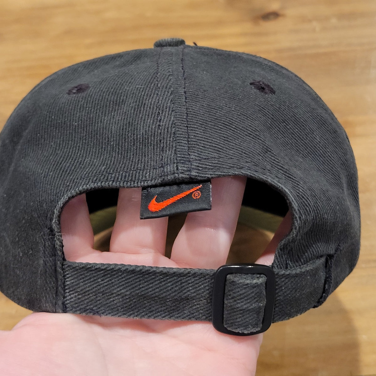 Vintage Nike Hat Cap Strap Back Black Purple Embroidered Swoosh Logo Faded
