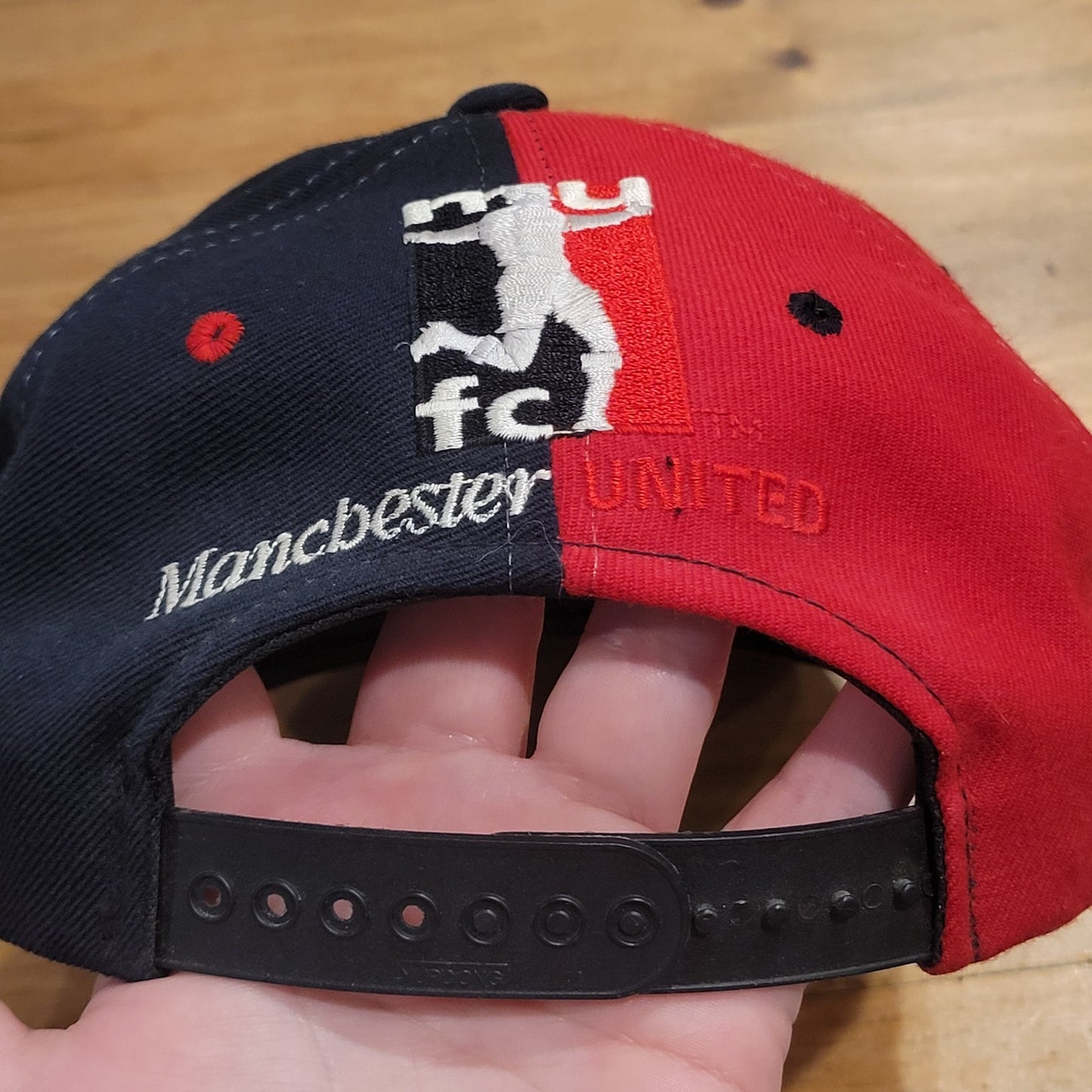 Vintage Machester United Hat Snapback Black Red FC Split Man UTD 90s Wool Blend
