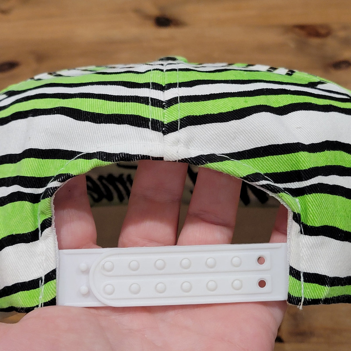Vintage Wild Thyme Hat Snapback Green White Zebra Tiger Stripe 80s 90s Made USA