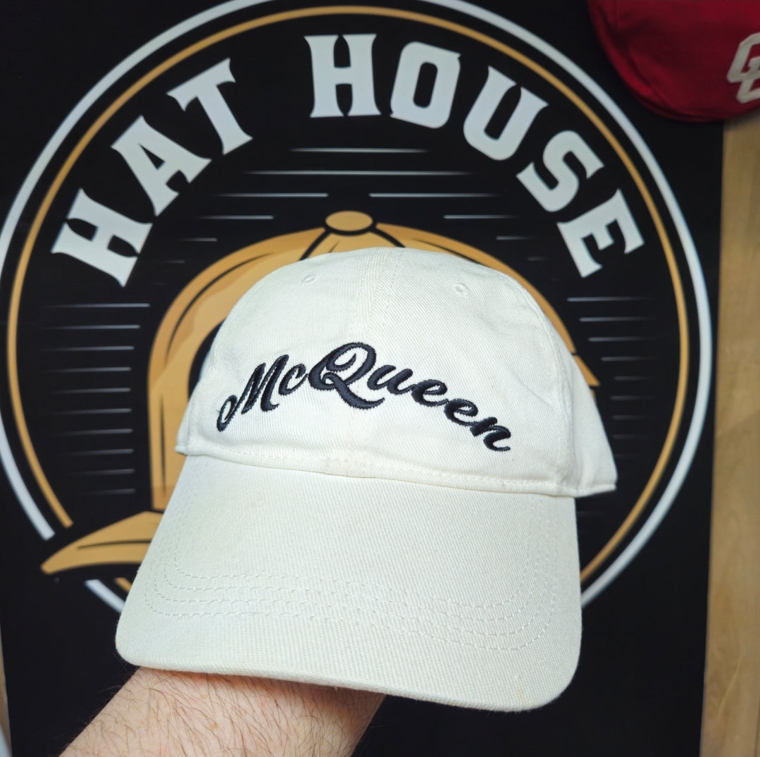 Alexander McQueen Hat White Leather Strap Back