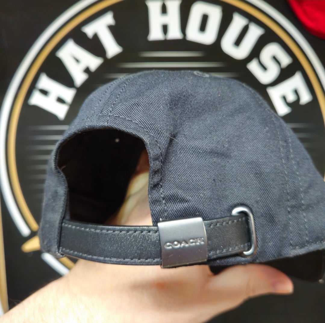 Coach Hat Leather C Logo Black