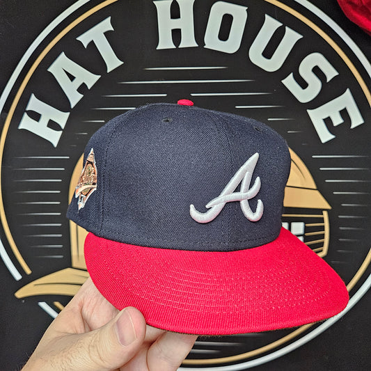 Atlanta Braves Hat New Era Size 7 7/8 Fitted 59Fifty Blue World Series 95 Side Patch