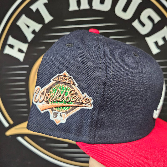 Atlanta Braves Hat New Era Size 7 7/8 Fitted 59Fifty Blue World Series 95 Side Patch