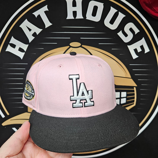 Los Angeles Dodgers New Era Fitted Size 7 3/8 59Fifty Pink 50th Anniversary Patch