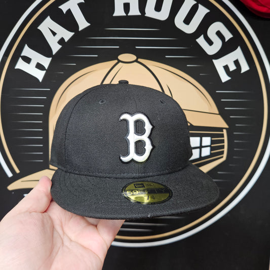 Boston Red Sox Hat New Era Size 7 3/8 Black Wool 59Fifty