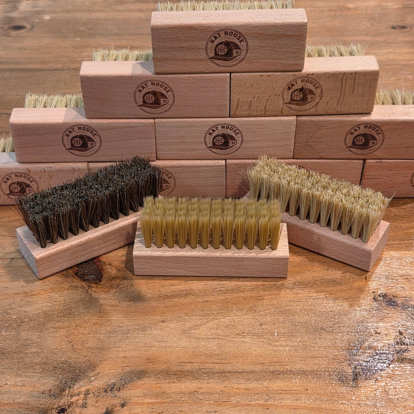 3-Pack Variety Hat Brushes 1 Soft Horse Hair 1 Medium Boar Hair & 1 Hard PBT.