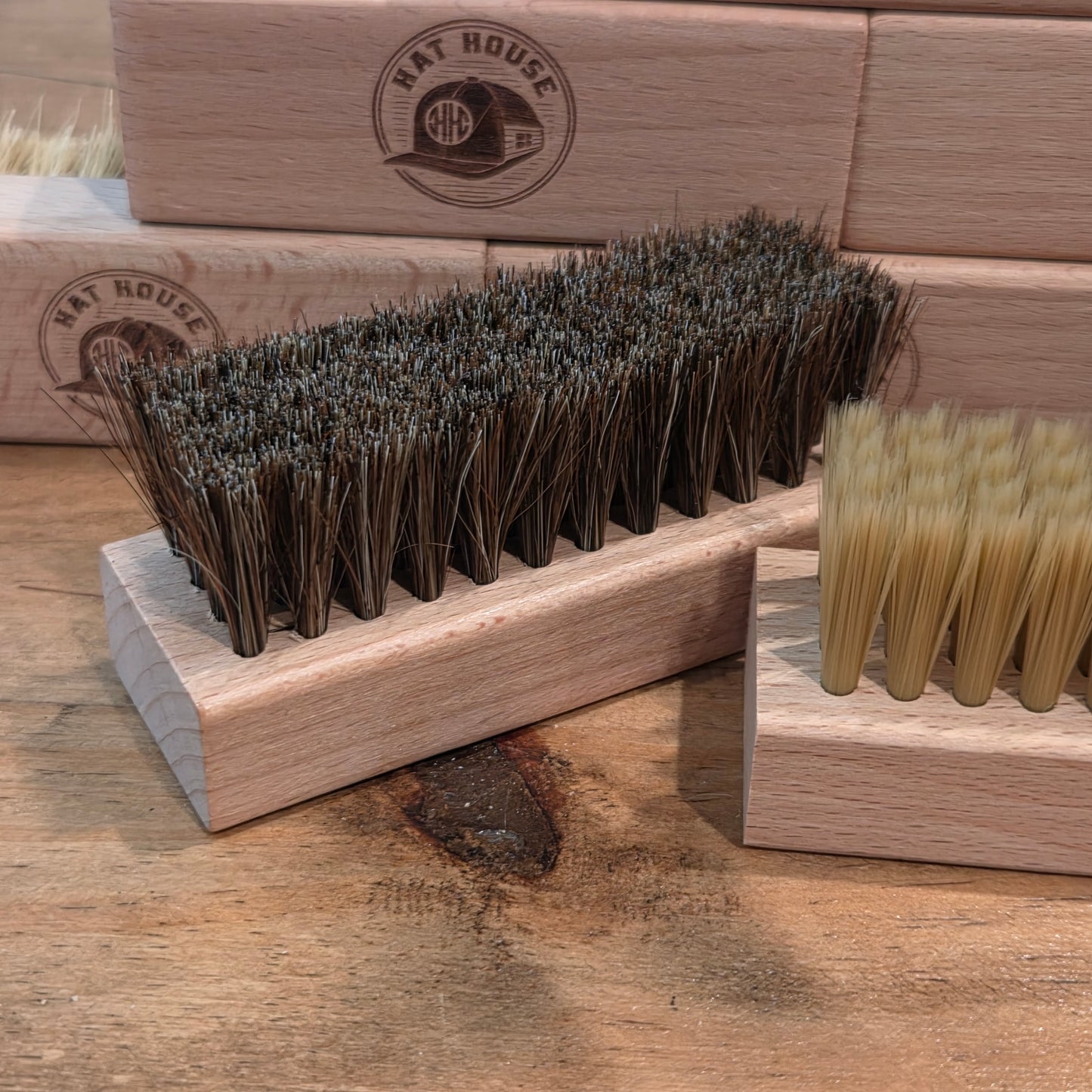 3-Pack Variety Hat Brushes 1 Soft Horse Hair 1 Medium Boar Hair & 1 Hard PBT.