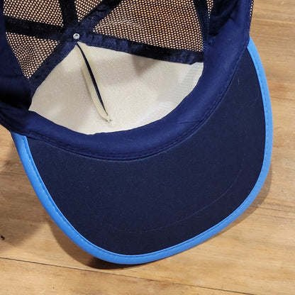 Vintage Car Quest 3 Stripe Trucker Hat Cap Snapback Blue Mesh Back 80s 90s