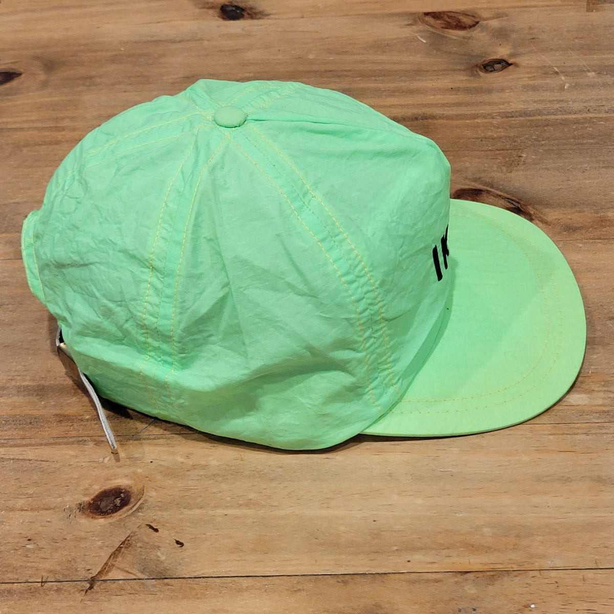Vintage IKON Office Solutions Hat Strap Back Nylon 80s Green Neon One Size