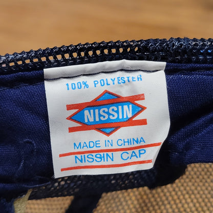 Vintage Car Quest 3 Stripe Trucker Hat Cap Snapback Blue Mesh Back 80s 90s