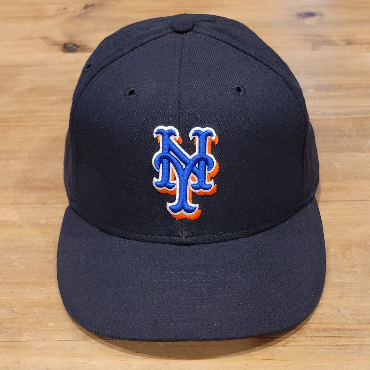 Vintage New York Mets Hat New Era 7 1/2 5950 Black Wool Authentic Made USA