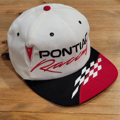 Vintage Pontiac Racing Hat Snapback White Spell Out 90s Car Race Made USA