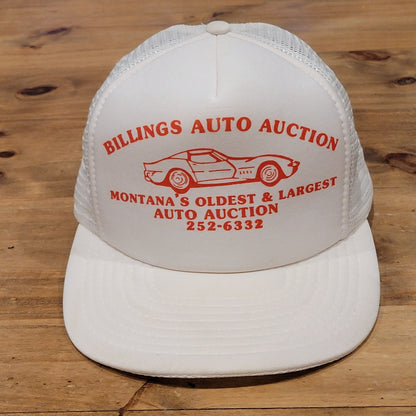 Billings Auto Auction Trucker Hat Snapback Montana Car Sales 80s One Size