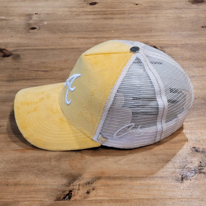 Atlanta Braves Hat Cap Cowboy Atelier Yellow Mesh Back Trucker Nocahoma One Size