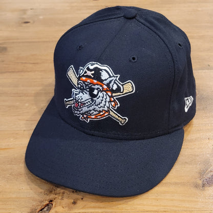Vintage Erie SeaWolves pirate wolf logo Hat New Era Size 7 3/8 Wool 59Fifty MiLB