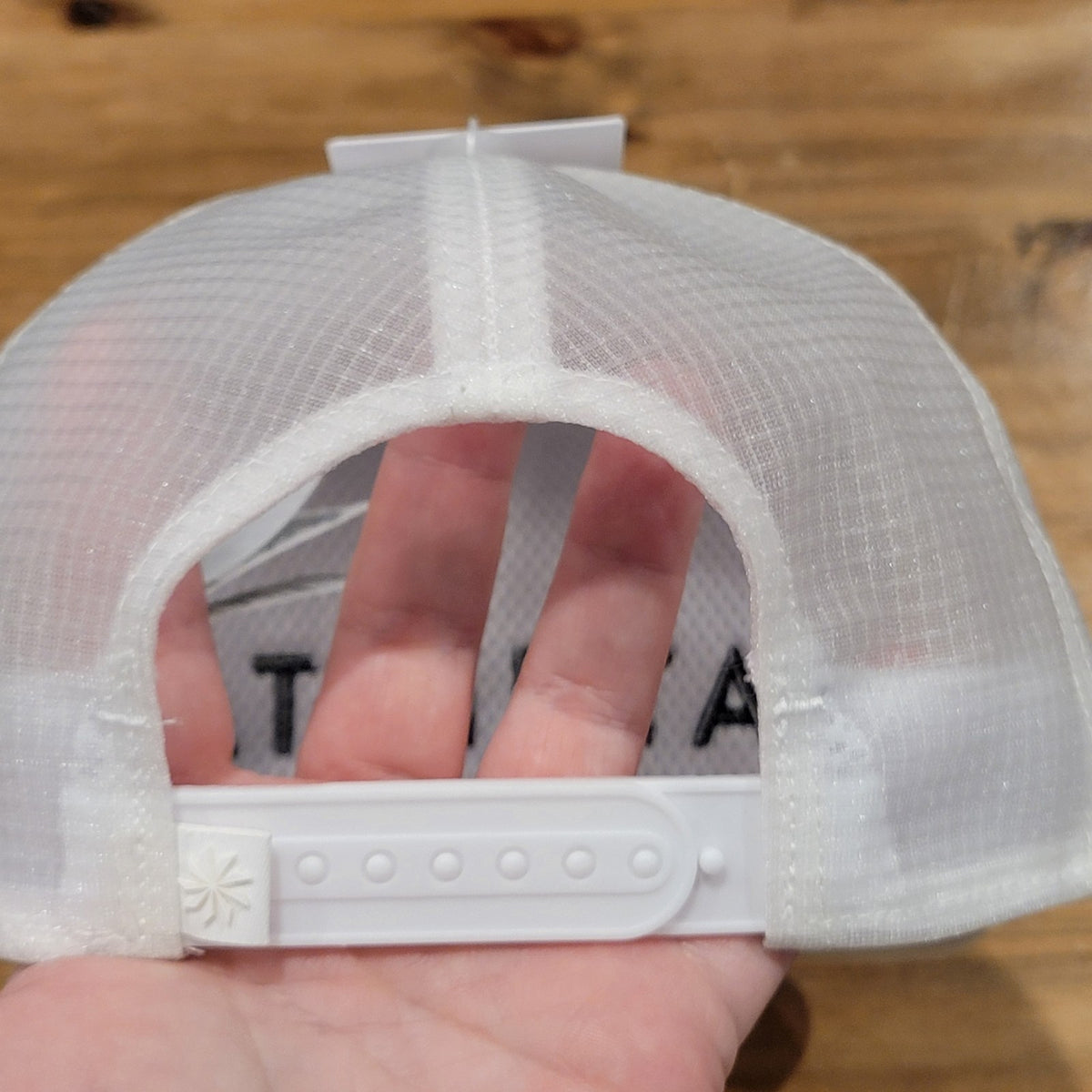 Athleta Hat Snapback Mesh Back One Size White Spell Out Logo Active