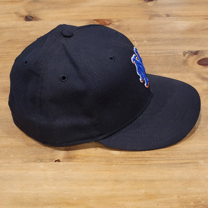 Vintage New York Mets Hat New Era 7 1/2 5950 Black Wool Authentic Made USA