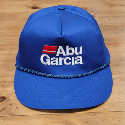 Vintage Abu Garcia Hat Snapback Blue Rope Fishing Reel Fish One Size 90s 80s