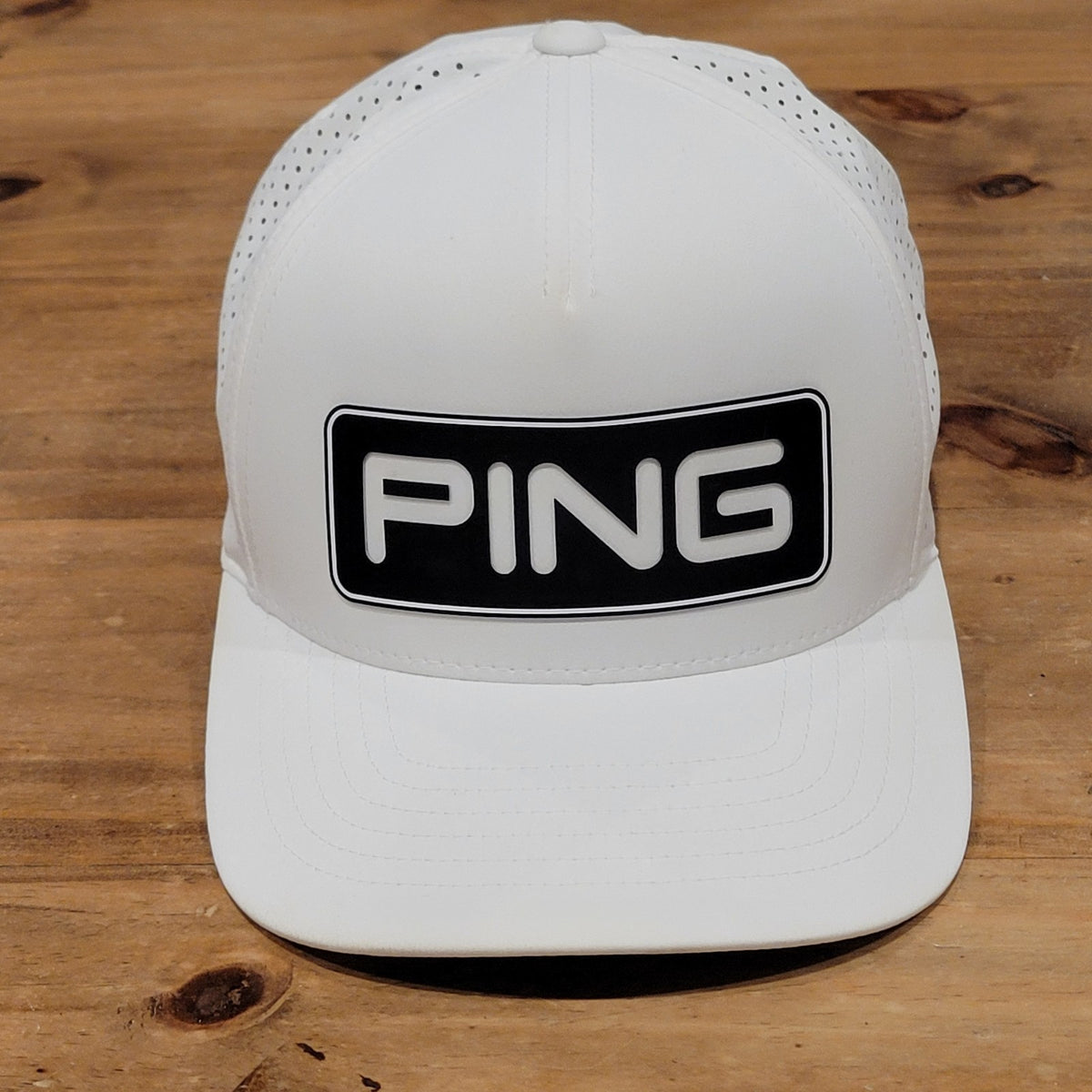 Ping Hat Cap snapback White Black Spell Out Logo 110 Flex Adjustable Golf