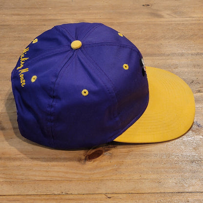 Vintage Mickey Mouse Hat Snapback Purple Yellow Disney Block Spell Out One Size