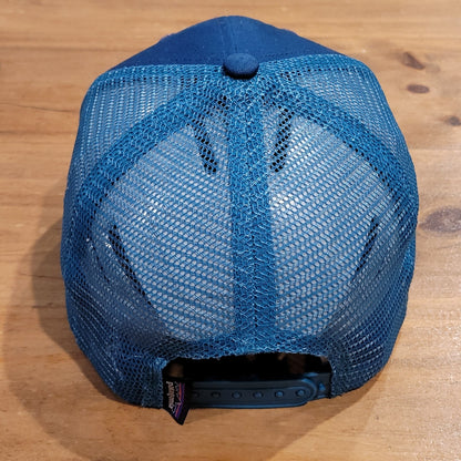Patagonia Trucker Hat Cap Snapback Blue Embroidered Mountains Mesh Back Outdoor
