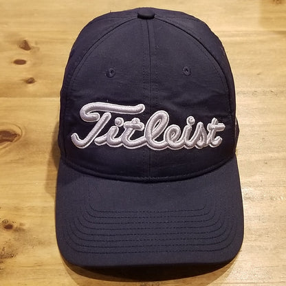 Titleist Hat Cap Strap Back Blue Silver Spell Out Script Lightweight Golf