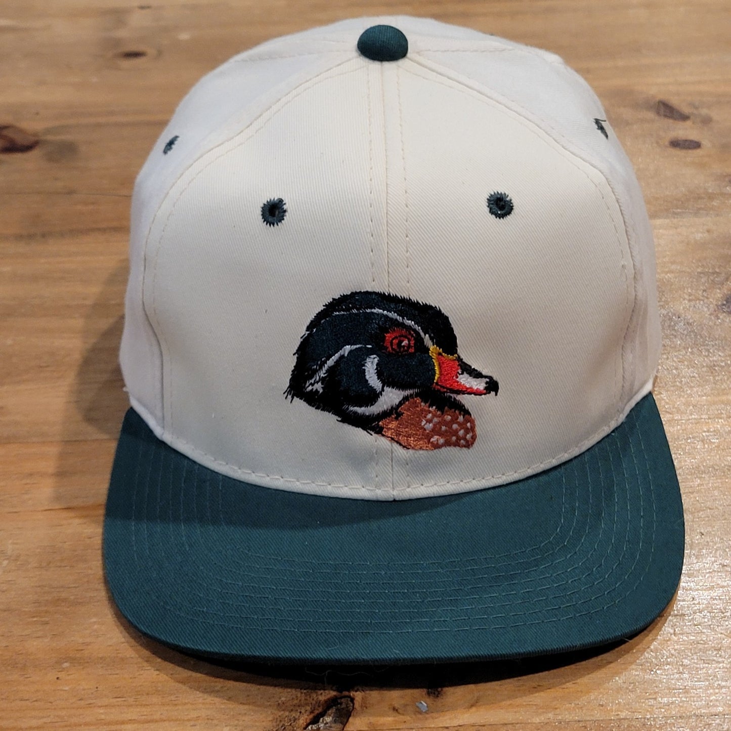 Vintage Ducks Unlimited Hat Snapback White Green DU 90s Embroidered Duck