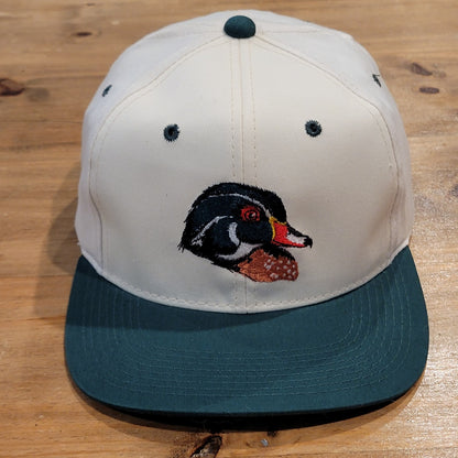 Vintage Ducks Unlimited Hat Snapback White Green DU 90s Embroidered Duck