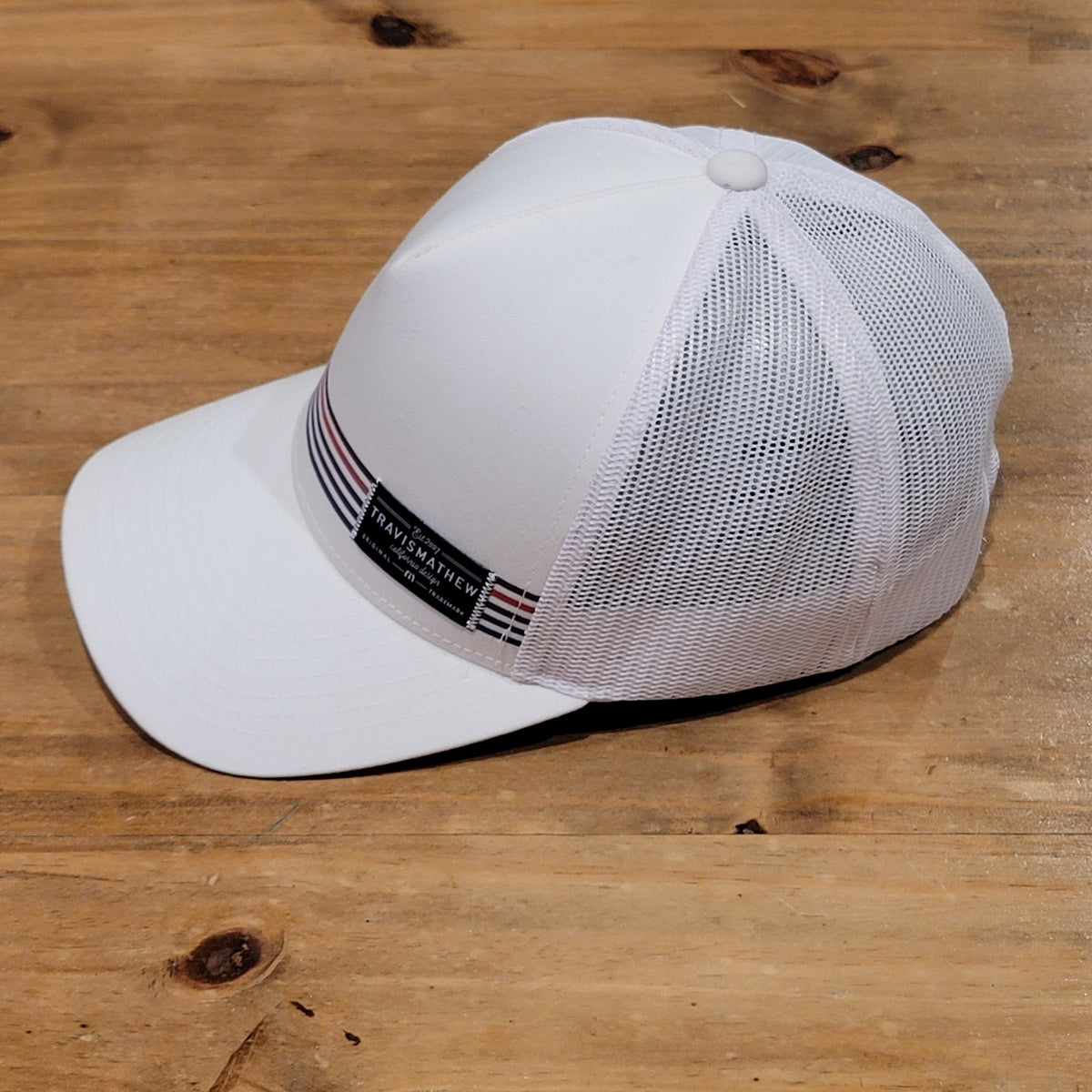 Travis Mathew Golf Hat Cap Snapback White Stripes Golfer Adjustable Patch