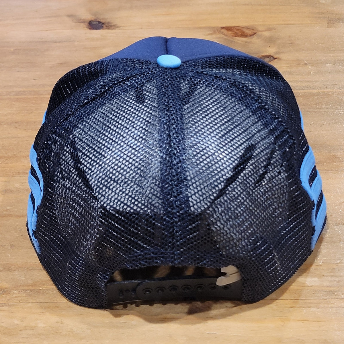 Vintage Car Quest 3 Stripe Trucker Hat Cap Snapback Blue Mesh Back 80s 90s
