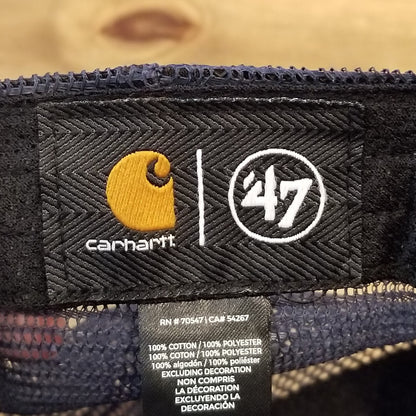 Seattle Kraken Carhartt 47 Brand Snapback Hat Cap Mesh Back Trucker Blue NHL