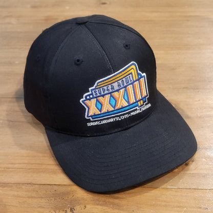 Vintage Super Bowl XXXIII Hat Snapback Black ANNCO Denver Broncos Miami FL