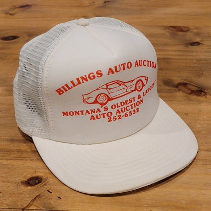 Billings Auto Auction Trucker Hat Snapback Montana Car Sales 80s One Size