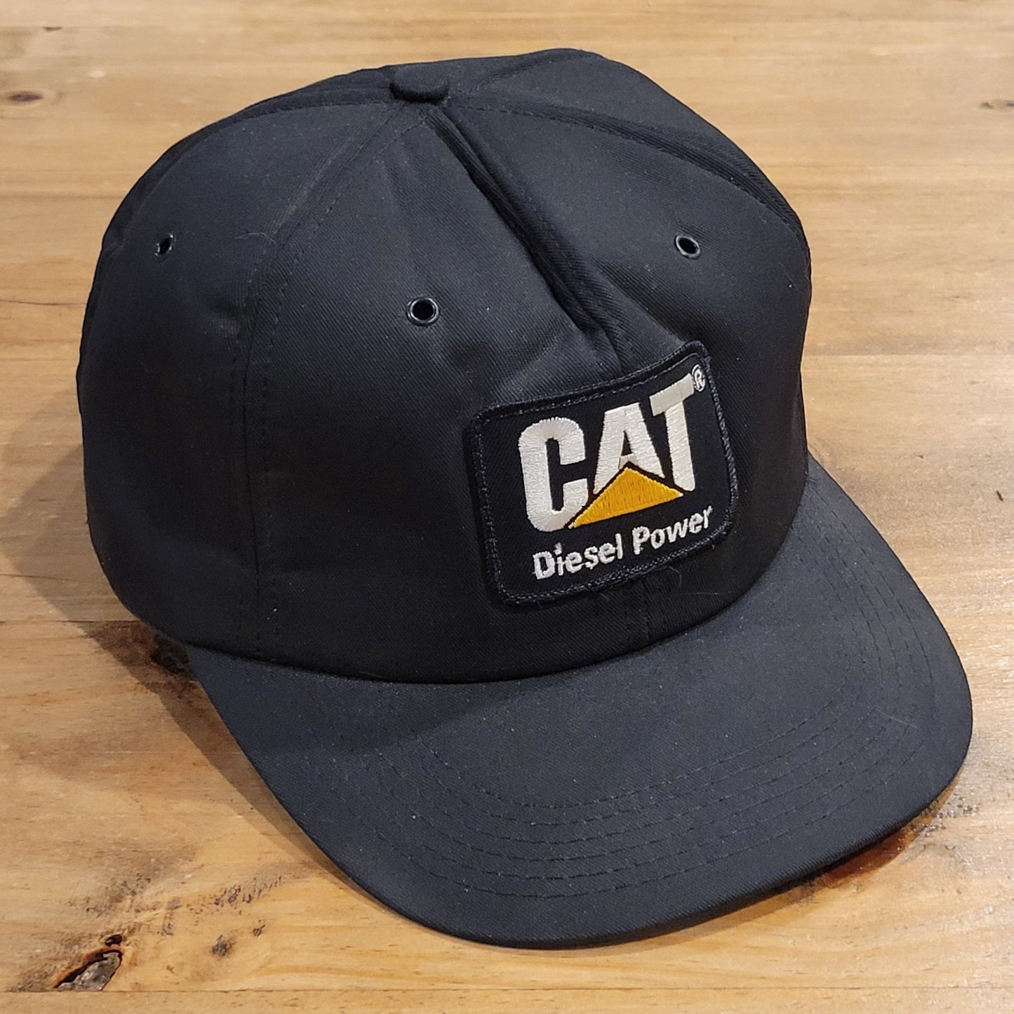 Vintage CAT Diesel Power Hat Trucker Black Patch 80s 90s Full Foam Made USA