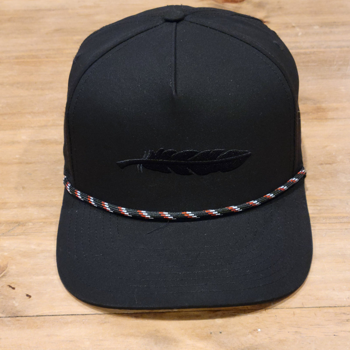 Armadillo Hat Co Snapback Hat Cap Rope Black Feather Logo One Size