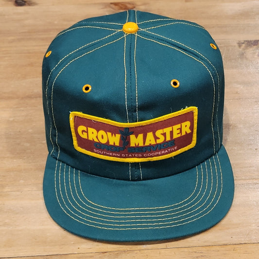 Vintage Grow Master Snapback Trucker Big Patch Farm Plant Ranch Green 80s 90s